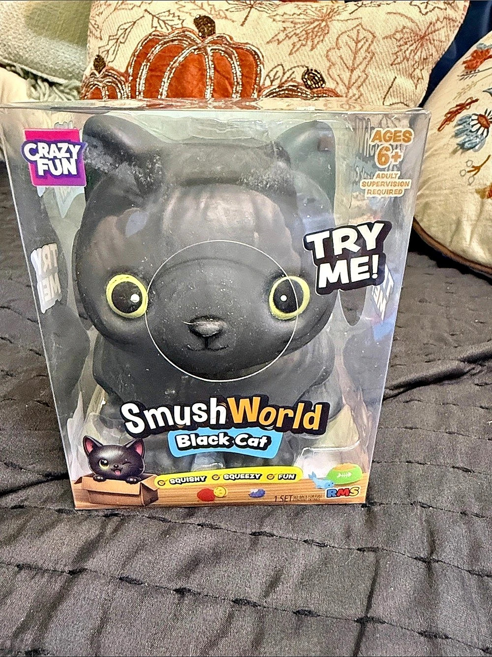 Crazy Fun Smush World Black Cat Black Cat Squishy Toy NWT